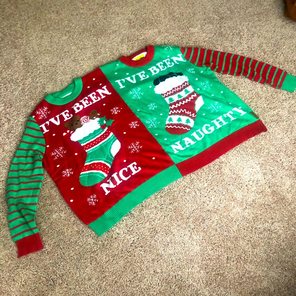 Two person tipsy elves Christmas sweater